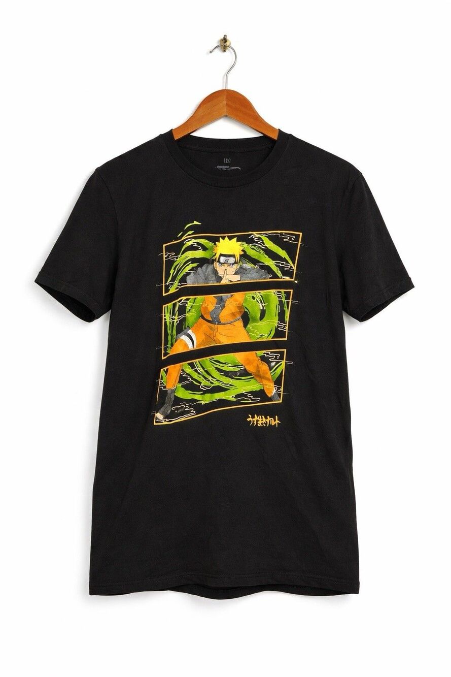 Naruto Shippuden Graphic T-Shirt Mens Medium Black Anime Tee Shonen
